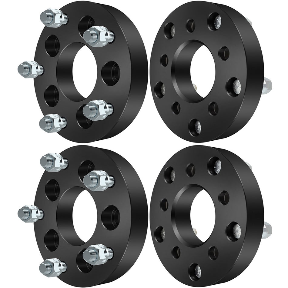 4Pcs 1.25 inch 5x4.5 Black Wheel Adapters 1/2 inch Studs Spacers For 82-90 Ford Bronco 07-11 Ford Edge