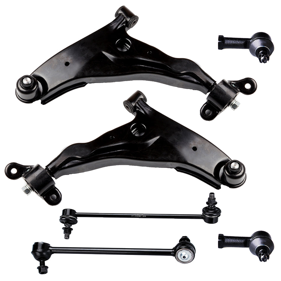 Fits 2002-2005 Mitsubishi Eclipse 6PCS Front Lower Control Arms Outer Tie Rods