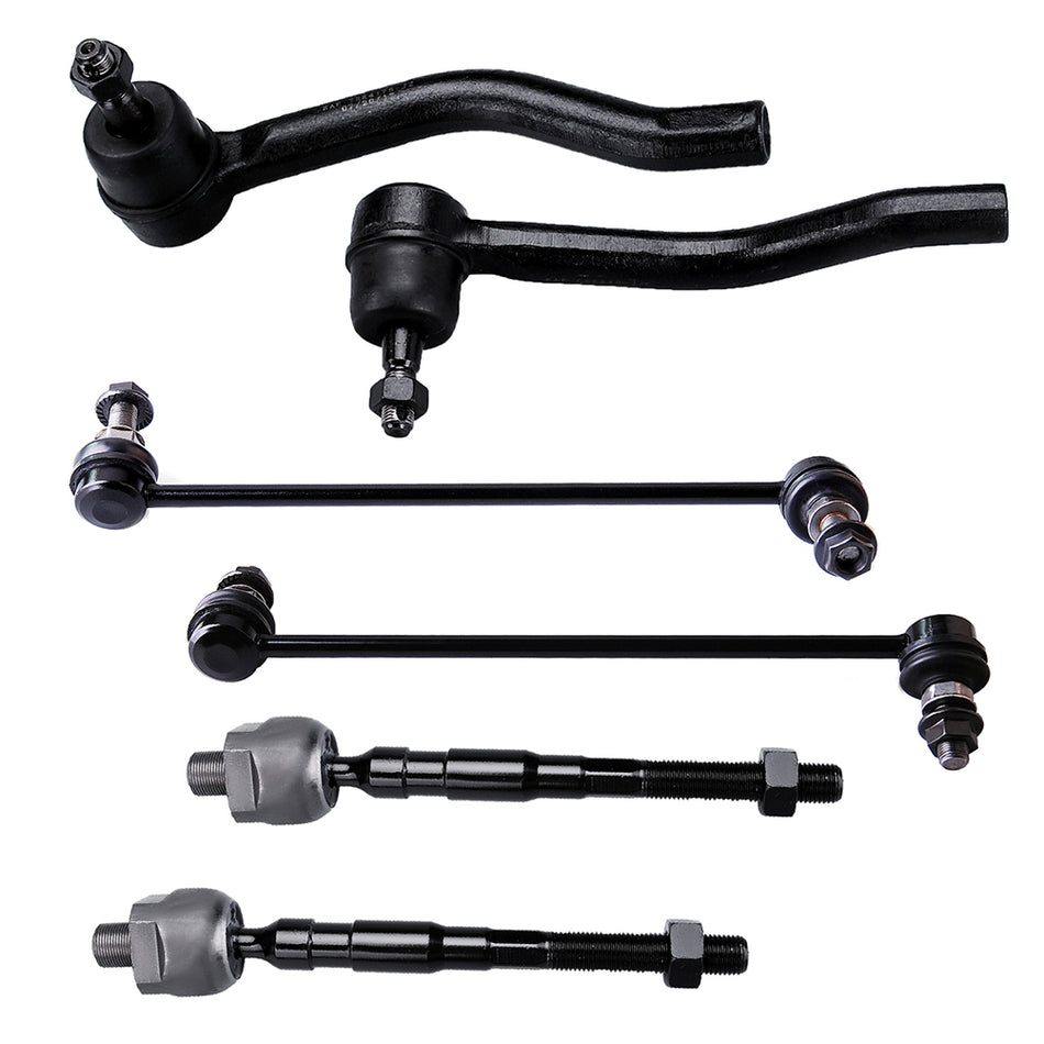6pcs Stabilizer Link Outer Inner Tie Rod Kit For 2007-2011 2012 Nissan Altima