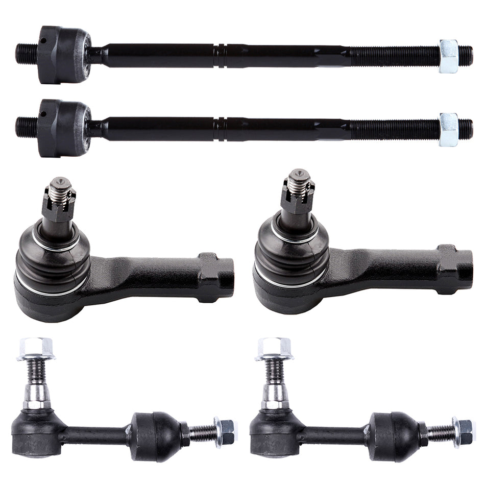 6pcs Suspension Front Sway Bar Inner + Outer Tie Rod For 2004-2005 Ford F-150