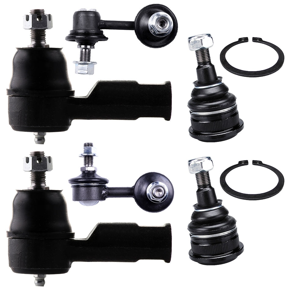 6PCS Outer Tie Rod Sway Bar Lower Ball Joint Kit Fits 2000-2005 Hyundai Accent