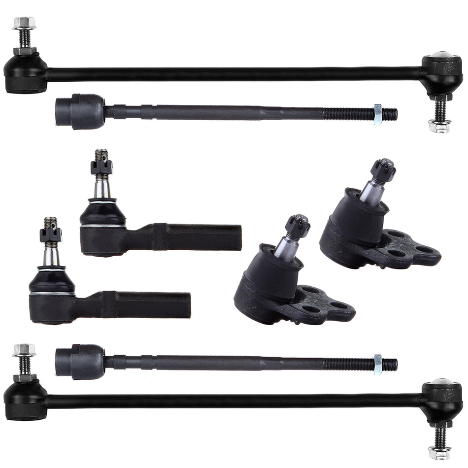 8pcs Fits 2004-2006 2007 2008 Pontiac Steering Outer Inner Tie Rod Sway Bar Kit