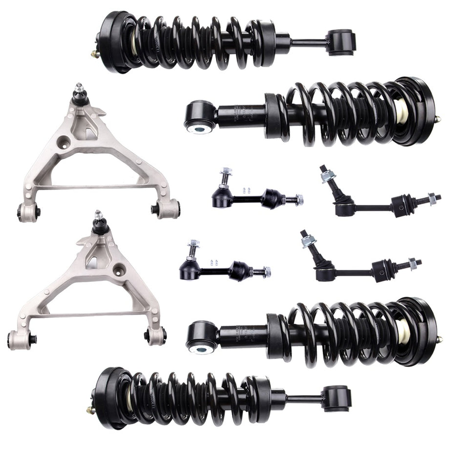 10pc Front Rear Struts + Lower Control Arm Links Fit 2003-2005 Ford Expedition