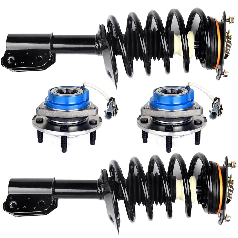 2 Front Complete Struts and and 2 Wheel Hub Bearing For Impala 00-01 Intrigue 98-02