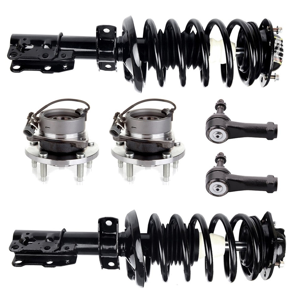 6 Front Complete Struts Wheel Hub Bearings Tie Rod For Chevrolet Cobalt HHR G5