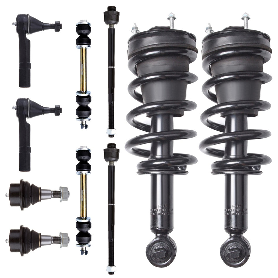 Front Strut Ball Joint Sway Bar Tie Rod Kit For 2007-2014 Chevy Tahoe Gmc Yukon