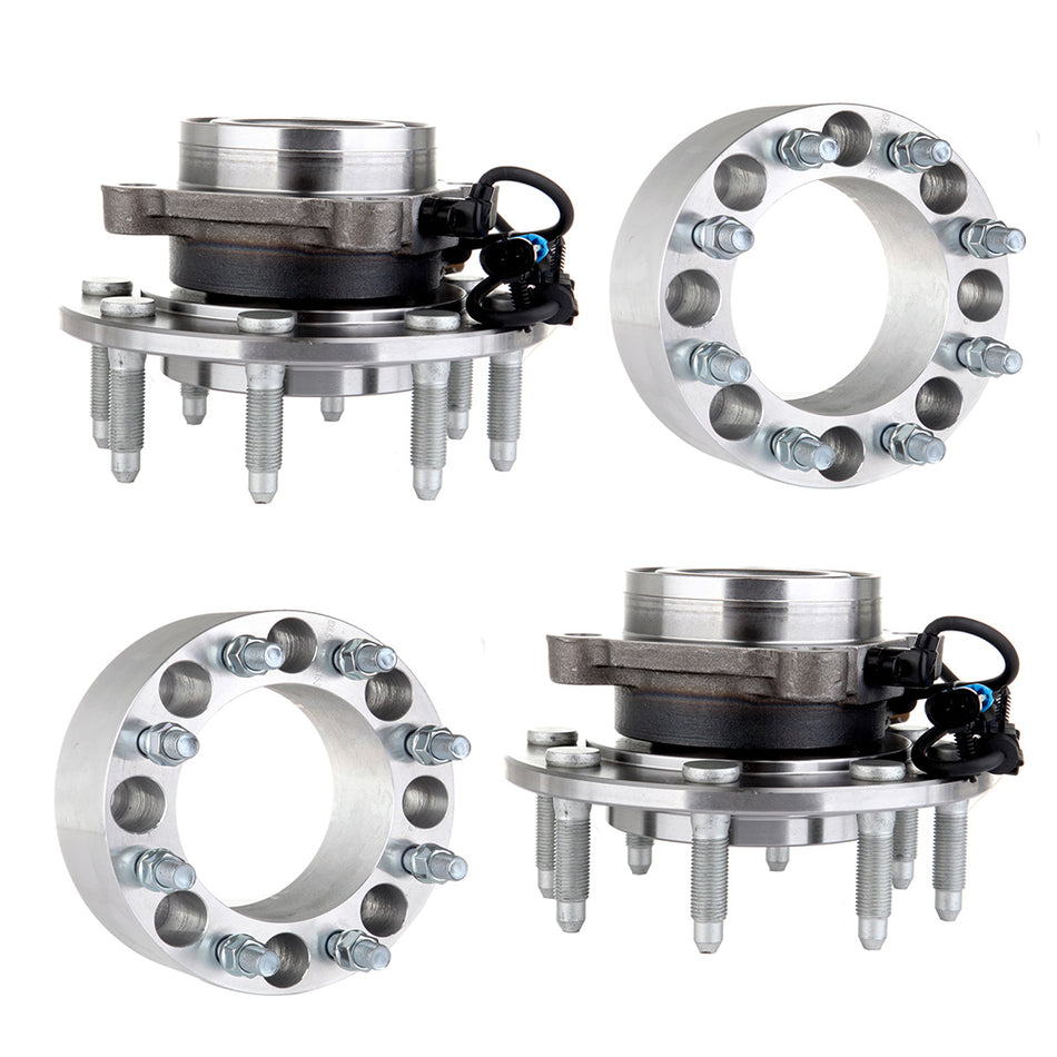 2 Pcs Front Wheel Hub Bearing W/ABS&3 inch 8x6.5 8x165.1 Wheel Spacers For 01-02 Chevrolet Silverado 1500 HD 99-02 04 Chevrolet Silverado 2500