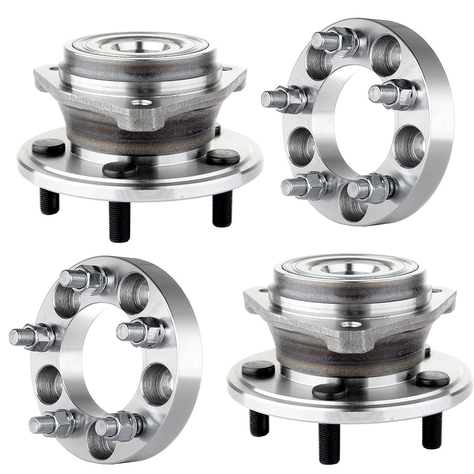 1 inch Wheel Spacers 5x4.5 With 2 Front Wheel Hub Bearing For 89-01 Jeep Cherokee 90-92 Jeep Comanche