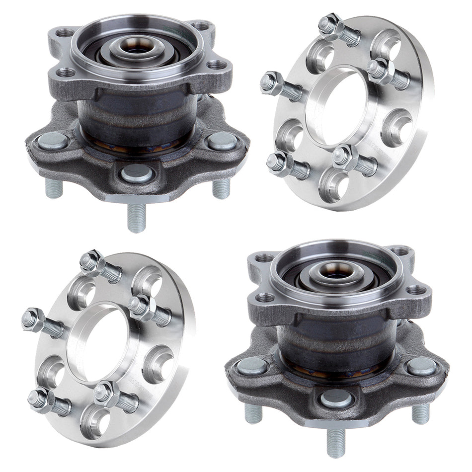 2 Rear Wheel Hub Bearing ABS and 5x114.3 12x1.25 66.1mm 15mm Wheel Spacers For 2004-2008 Nissan Maxima