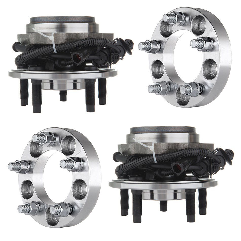 2 Front Wheel Hub Bearing and 2X 1 inch5x4.5 Wheel Spacers Fits Ford