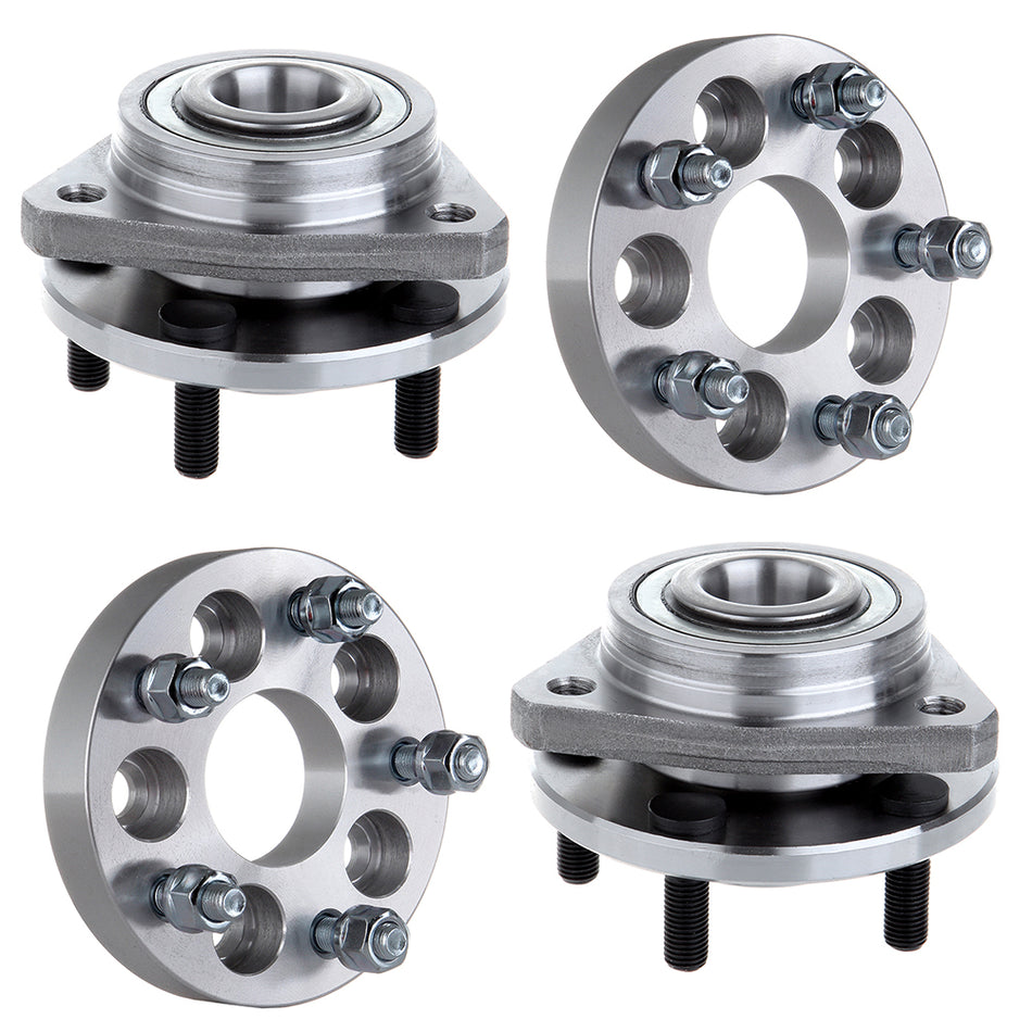 2 Front Wheel Hub Bearing &1 inch Thick 5x100 to 5x112 Wheel Spacers Adapter For 95-00 Chrysler Cirrus 95-06 Dodge Stratus