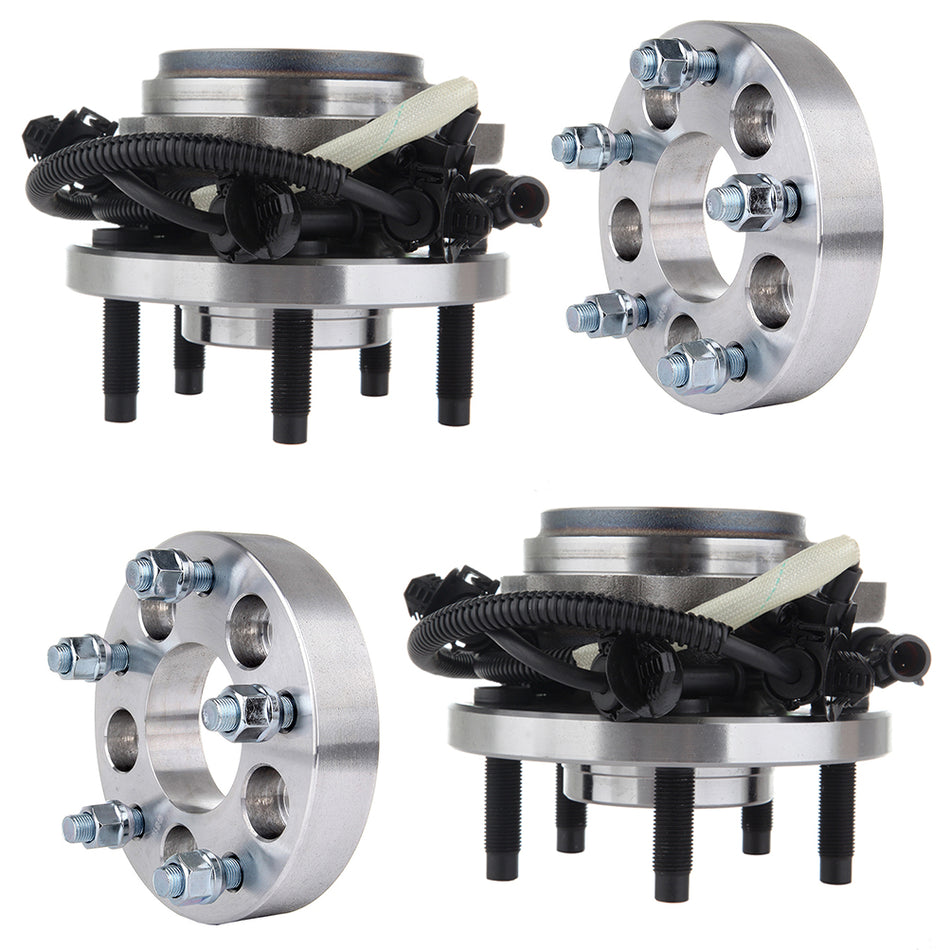 2 New Wheel Hub Bearing and 2X 1.25 inch 5x4.5 to 5x5 Wheel Spacers