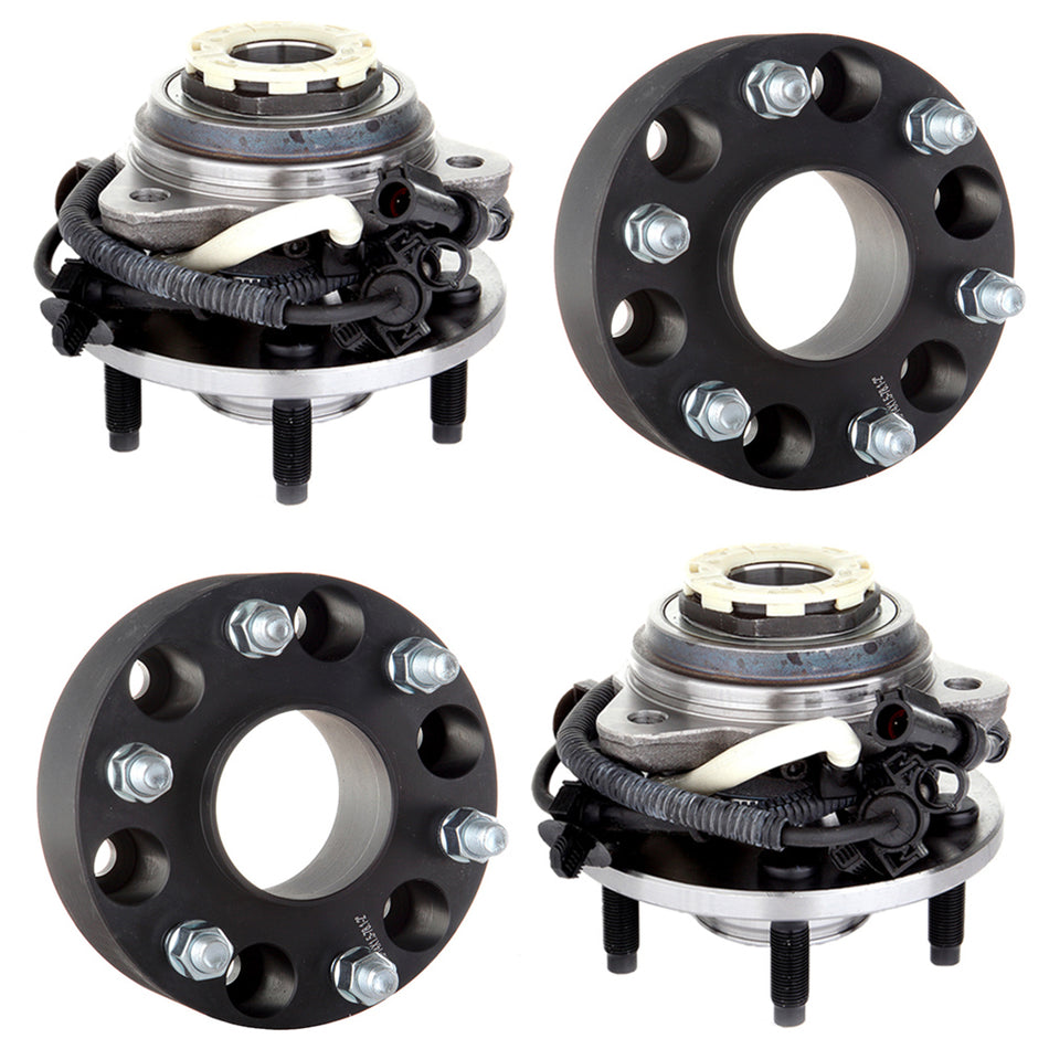 2 Front Wheel Hubs Bearings and 2X 2 inch Thick 6x5.5 Wheel Spacers