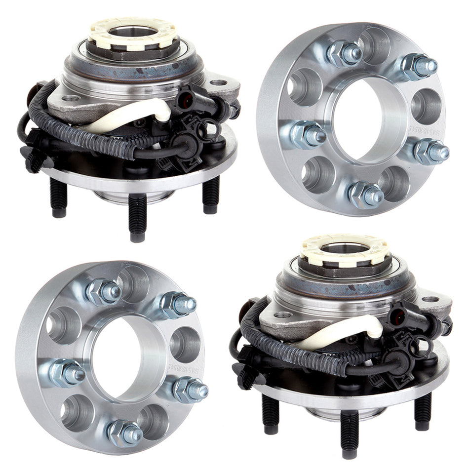 2 Front Wheel Hubs Bearings and 2P 1.5 inch 38mm 5x4.5 Hubcentric Wheel Spacers