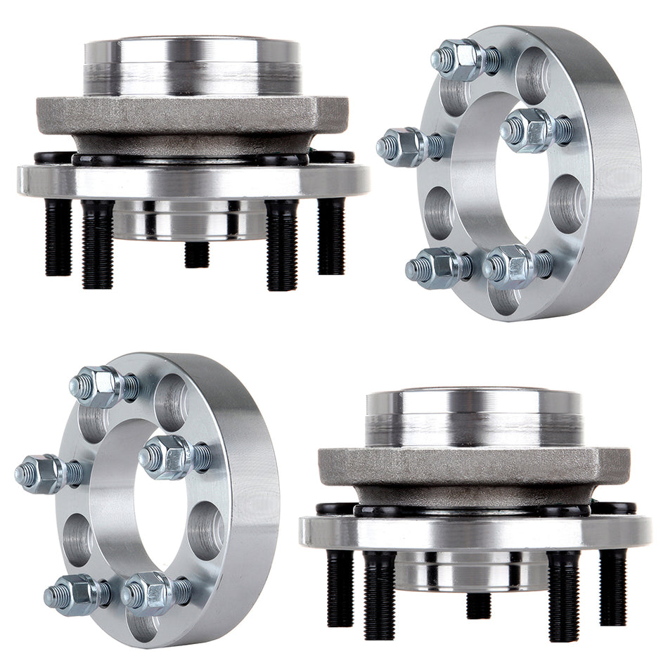 2 Front Wheel Bearing Hub&2X 1.25 inch 5x4.5 Wheel Spacers 12x1.5 For 96-07 Dodge Caravan Chrysler Town & Country