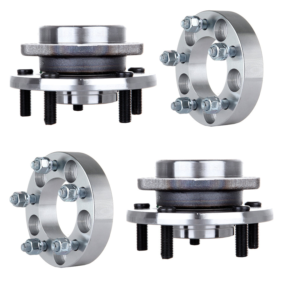 Pair Front Wheel Hub Bearing&2Pc 1.25 inch Thick 5x4.5 Wheel Spacers 12x1.5 For 95-05 Chrysler Sebring 95-00 Dodge Avenger