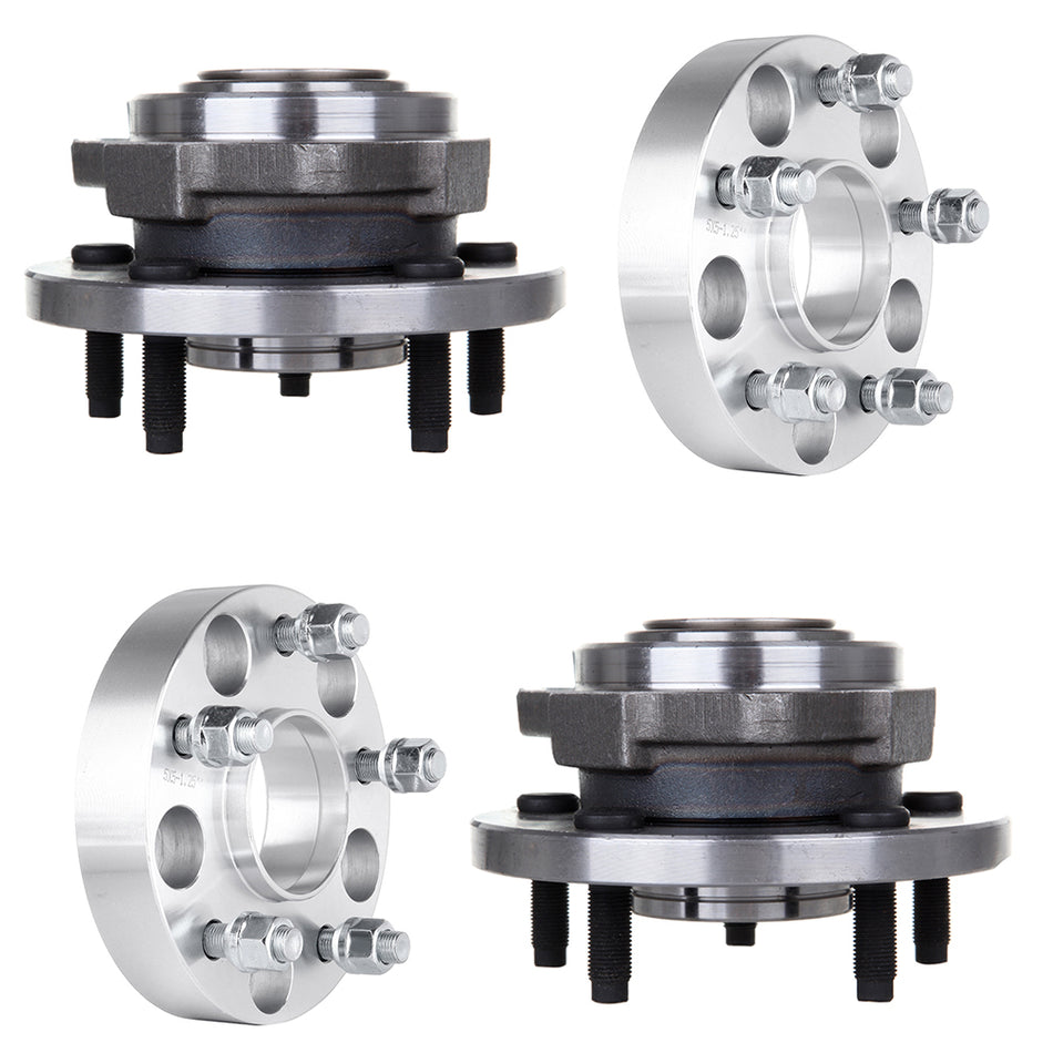 2 Front Wheel Hub Bearing and 2X 1.25 inch 5x5 wheel spacers