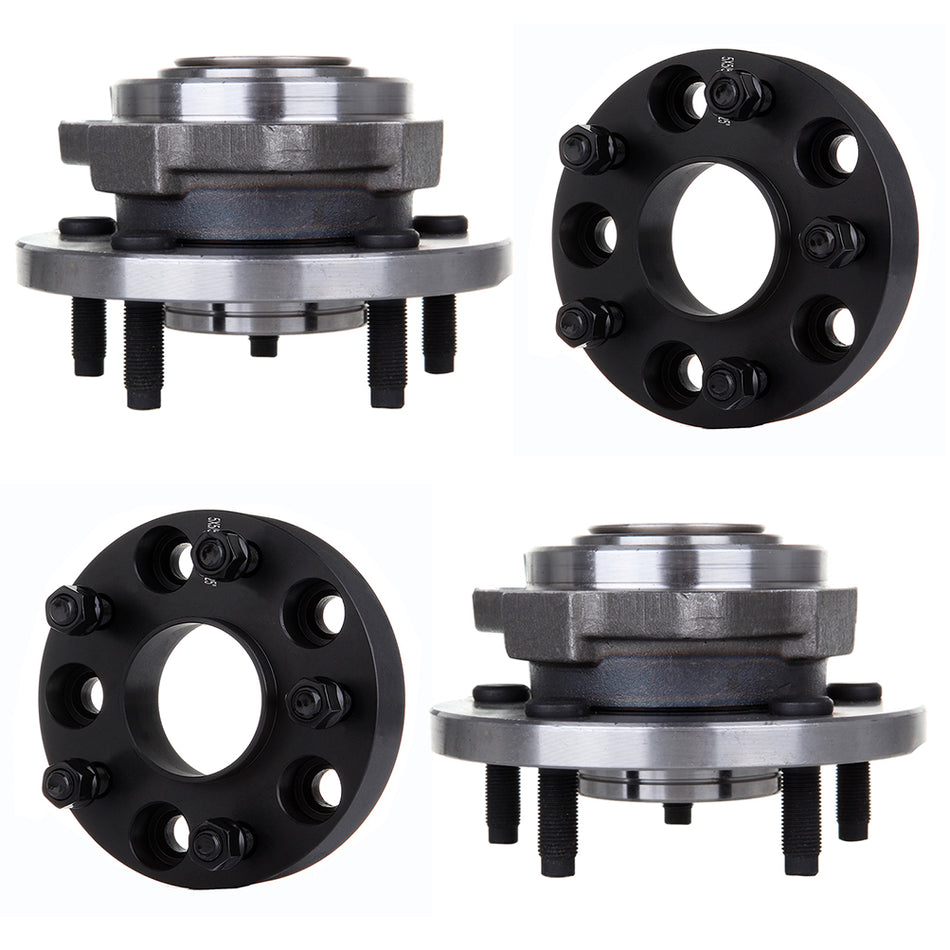 2 Front Wheel Hub Bearing and 2X 1.25 inch 5x5 to 5x127mm Wheel Spacers