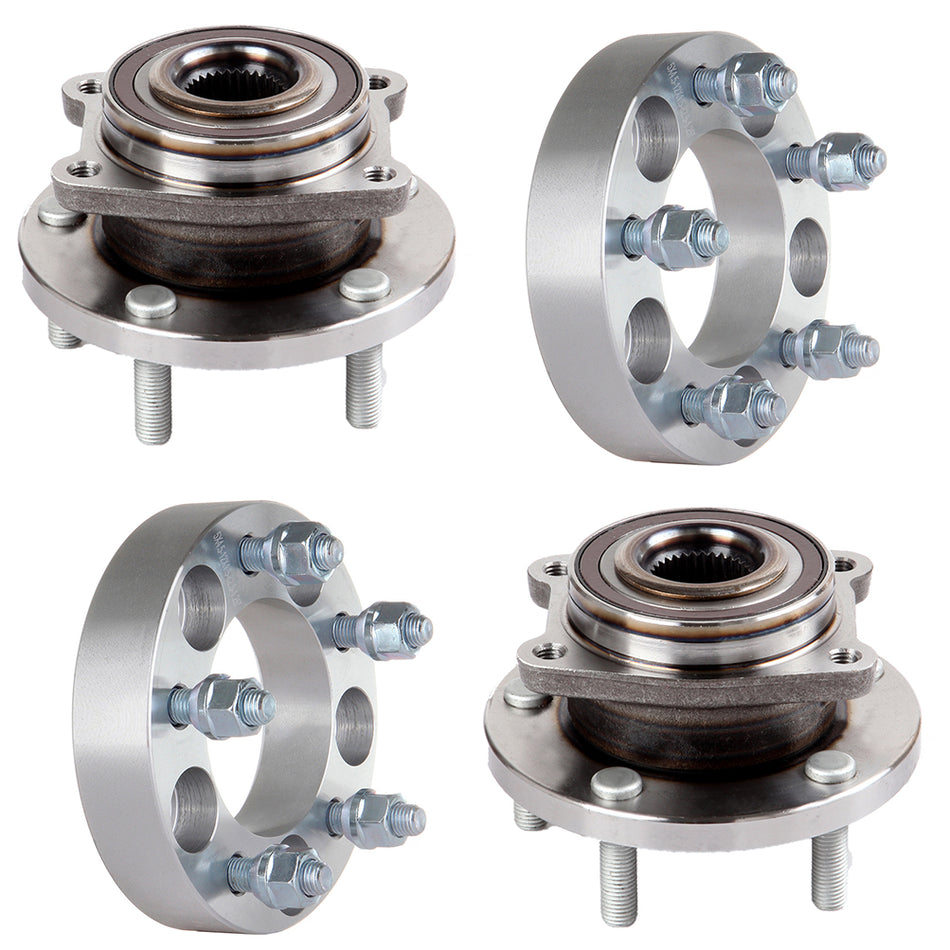 2X Front Wheel Hub Bearing&2X 1.25 inch 32mm Thick 5x4.5 Wheel Spacers For 11-14 Chrysler 200 08-14 Dodge Avenger