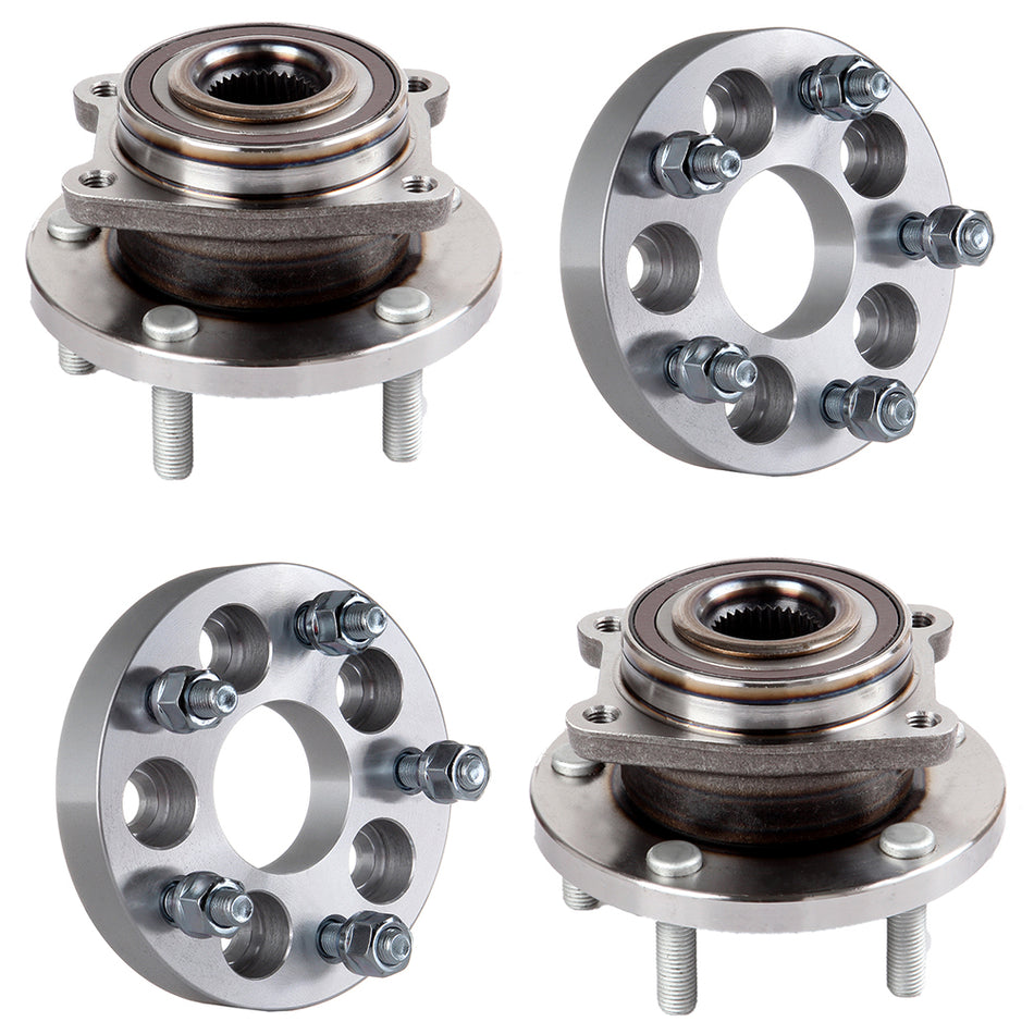 2007-2010 Chrysler Sebring 2X Front Wheel Hub Bearing & 1 inch Thick 5x100 to 5x112 Wheel Spacers Adapter
