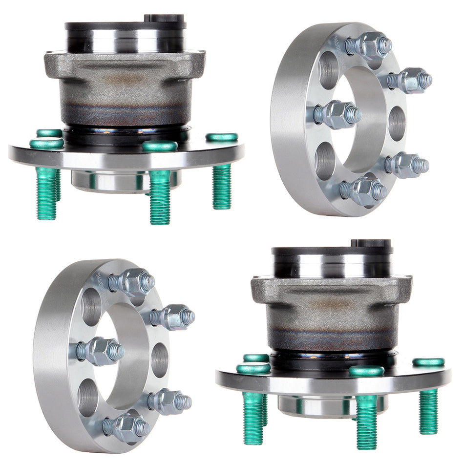 2 Rear Wheel Hub Bearing ABS and 2X 1.25 inch 32mm Thick 5x4.5 Wheel Spacers