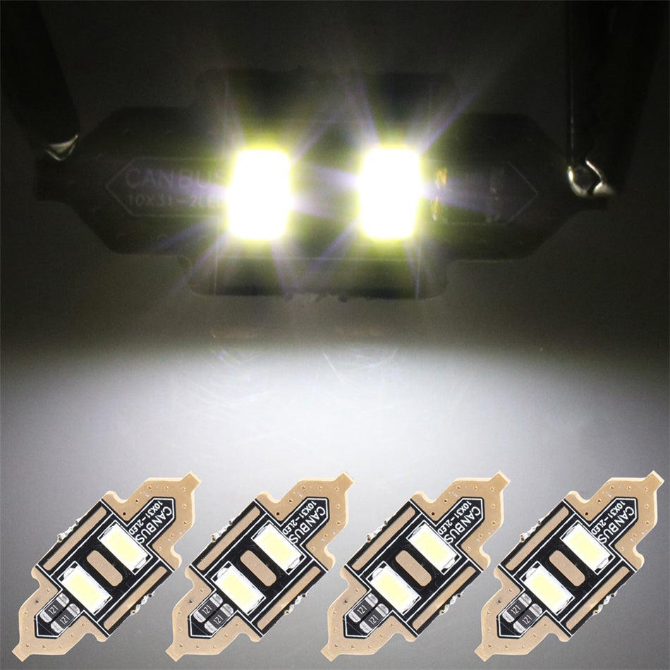 31mm White Festoon Interior LED Bulb 2-5730-SMD 4PCS for Map Dome Light Courtesy Light Trunk Light