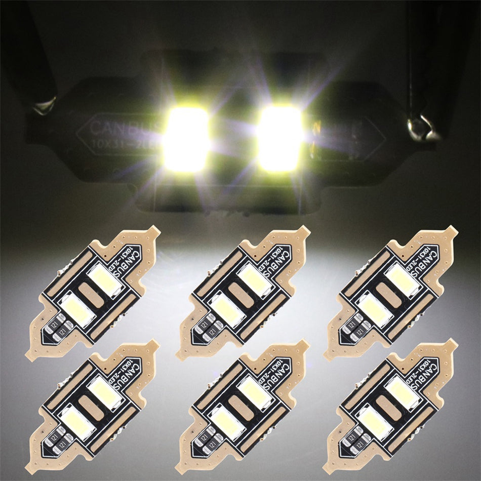 31mm White Festoon Interior LED Bulb 2-5730-SMD 6PCS for Map Dome Light Courtesy Light Trunk Light