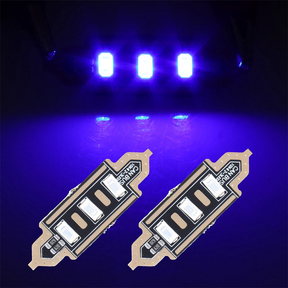 41mm Blue Festoon Interior LED Bulb 3-5730-SMD 2PCS for Dome Map Light Glove Box Light Door Light Trunk Cargo Light