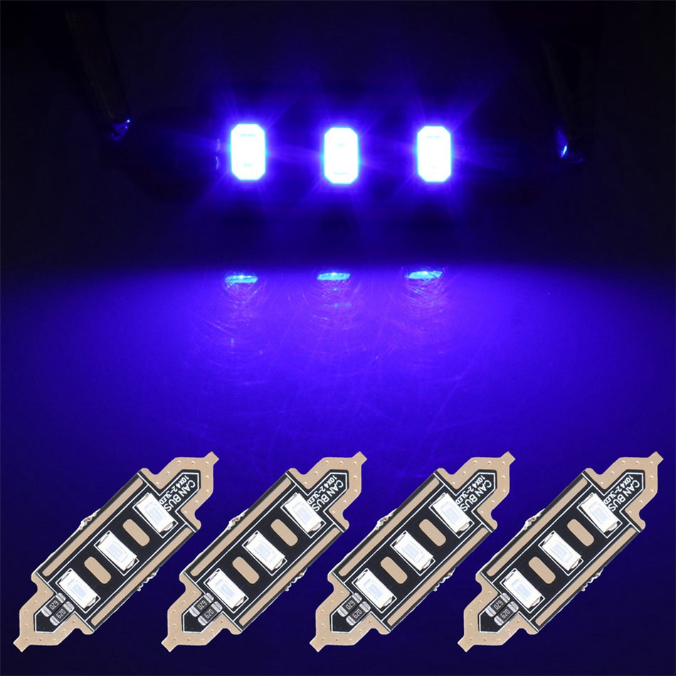 41mm Blue Festoon Interior LED Bulb 3-5730-SMD 4PCS for Dome Map Light Glove Box Light Door Light Trunk Cargo Light