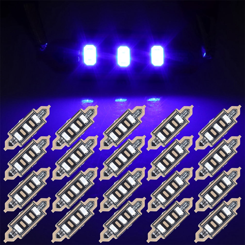 41mm Blue Festoon Interior LED Bulb 3-5730-SMD 20PCS for Dome Map Light Glove Box Light Door Light Trunk Cargo Light