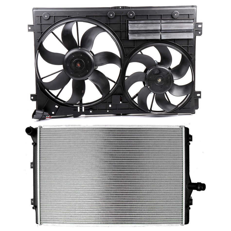 Fit for 2006-2008 2010-2012 Audi A3 2.0L New Cooling Fan & 2822 Radiator Kit