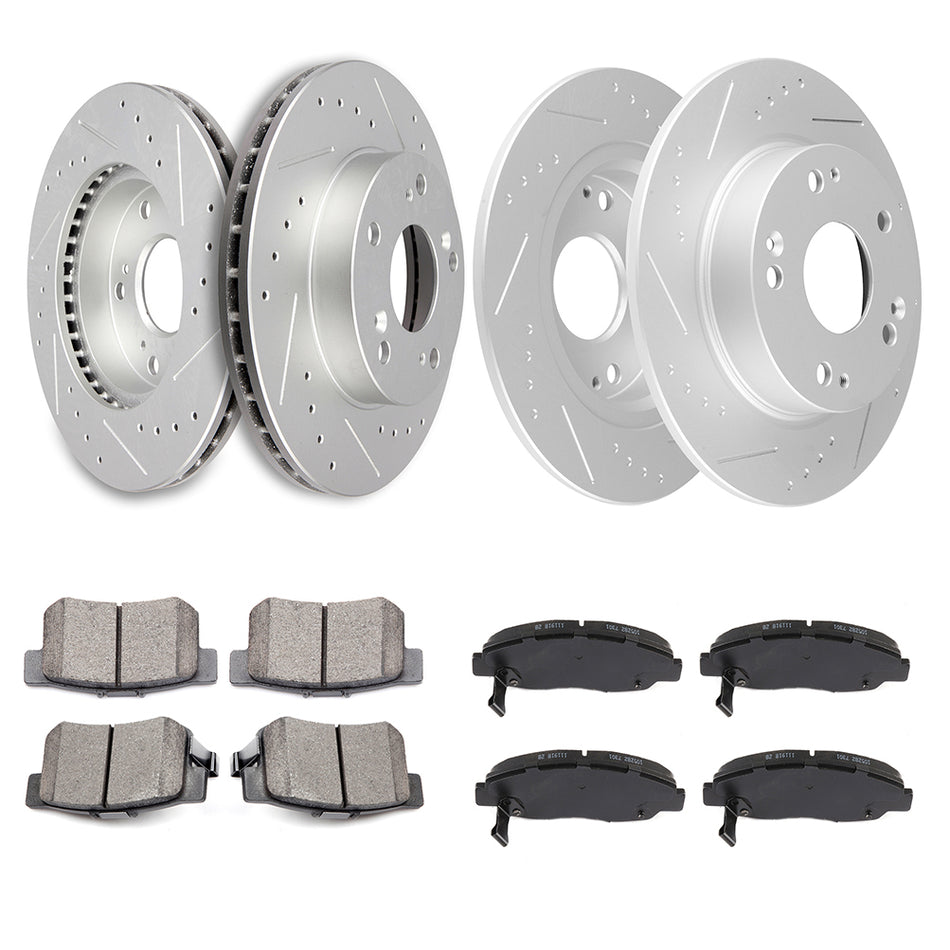 2006-2011 Honda Civic Ceramic Brake Pads And Rotors Front And Rear 260.3mm 12Pcs