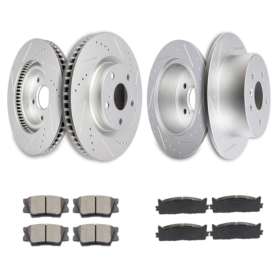 Ceramic Brake Pads And Rotors 08-12 Toyota Avalon 07-11 Toyota Camry Front And Rear 5Lug 12Pcs