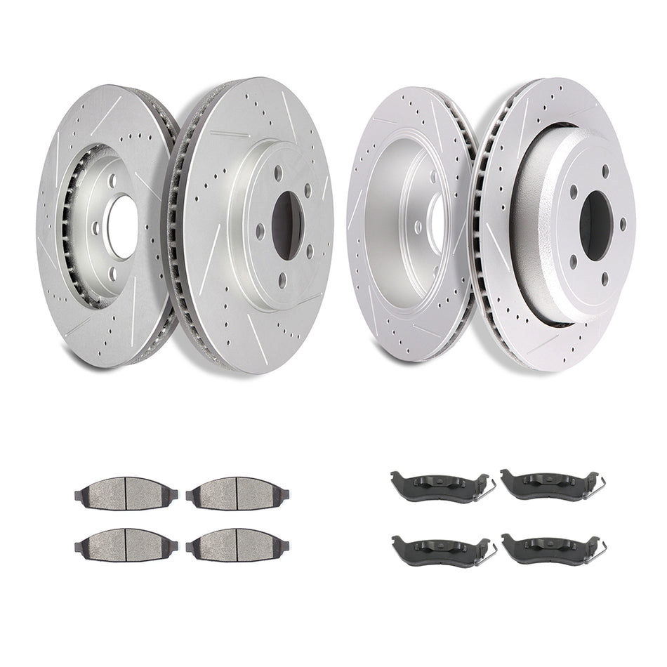 Ceramic Brake Pads And Rotors Mercury 03-11 Grand Marquis 03-04 Marauder Front And Rear 12Pcs