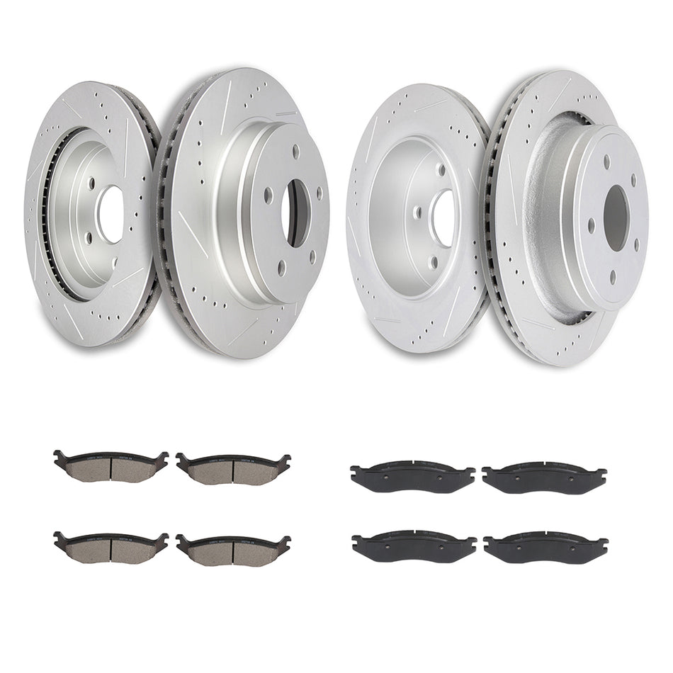 Ceramic Brake Pads And Rotors 04-06 Dodge Durango 02-05 Dodge Ram 1500 Front And Rear 12Pcs