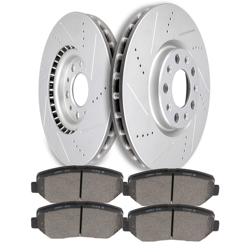 2013-2016 Dodge Dart Front Discs Brake Rotors and Ceramic Pads