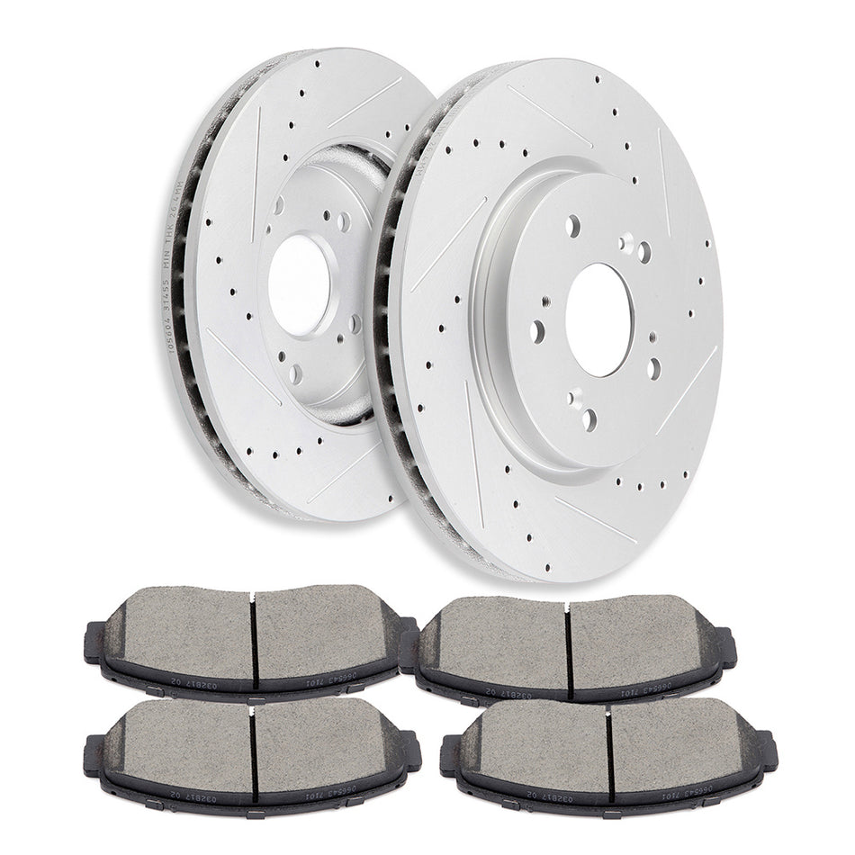 2012-2015 Honda Crosstour CR-V Front Discs Brake Rotors Ceramic Pads