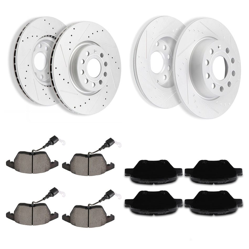 Ceramic Brake Pads And Rotors 10-12 Audi A3 10-16 Volkswagen Jetta Front And Rear 12Pcs