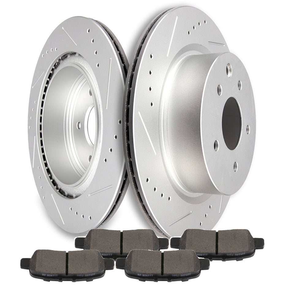 Brake Discs Rotors and Ceramic Pads For INFINITI 08-12 EX35 2013 EX37 Rear 304.8 mm 6 Pcs