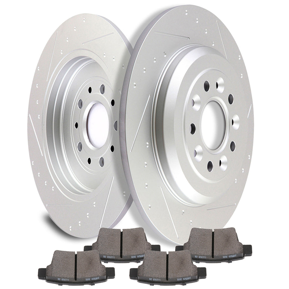 Brake Rotors Ceramic Pads 08-09 Ford Taurus/Taurus X 08-09 Mercury Sable Rear 330mm 5Lugs 6Pcs