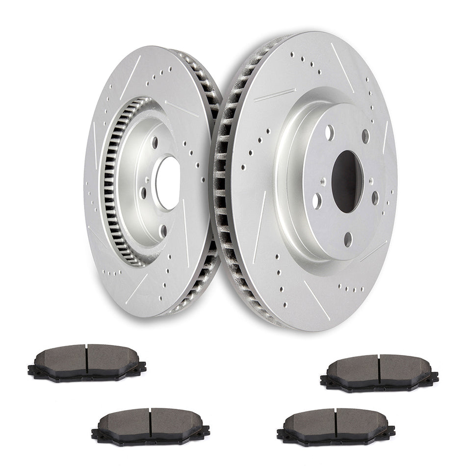 Ceramic Brake Pads And Rotors 09-10 Pontiac Vibe 11-16 Scion tC Front 298.4mm 5Lugs 6Pcs