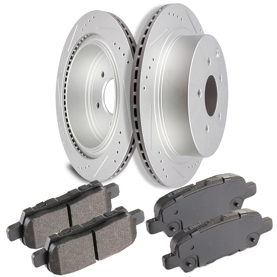 Rear 304.8 mm Brake Rotors and Ceramic Pads For 15-20 Nissan Murano 13-20 Nissan Pathfinder