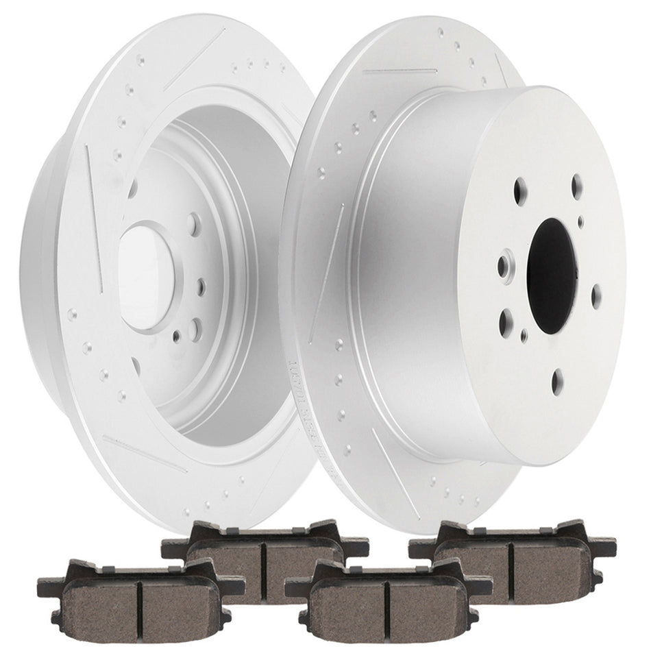 Brake Rotors Metallic Pads Rear For 04-06 Lexus RX330 04-07 Toyota Highlander
