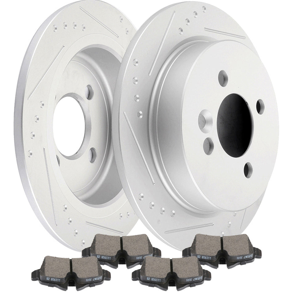 For 2007-2015 Mini Cooper Discs Brake Rotors and Ceramic Pads Rear Slotted