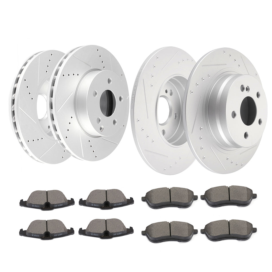 Brake Rotors And Pads Set For 12-15 Mercedes-Benz C250 08-12 C300 Front & Rear
