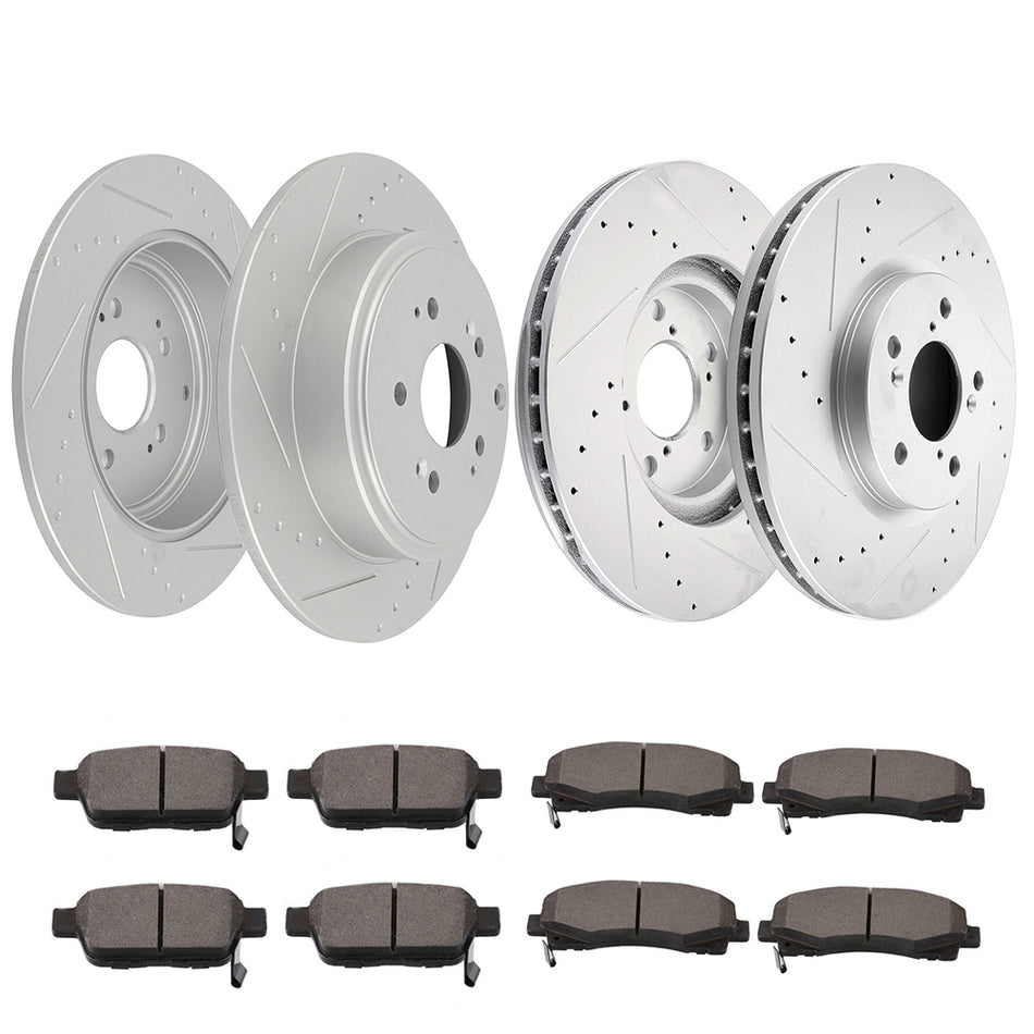2006-2011 Honda Ridgeline Brake Rotors And Pads Front & Rear 12Pcs