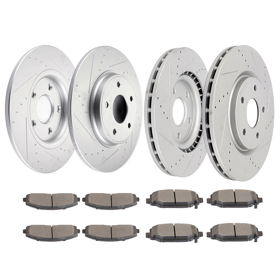 Brake Rotors And Pads For 12-16 Dodge Grand Caravan Journey Front & Rear 5 Lugs