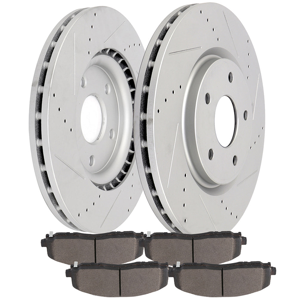 Front 330.2mm Brake Rotors and Pads For 12-16 Chrysler Town & Country 12-17 Dodge Grand Caravan Only for Auto