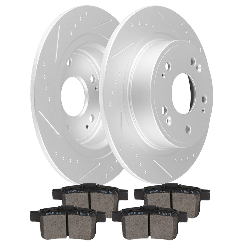 2014-2015 Honda Accord Brake Rotors Ceramic Pads Rear 279.4mm 5Lugs 6Pcs