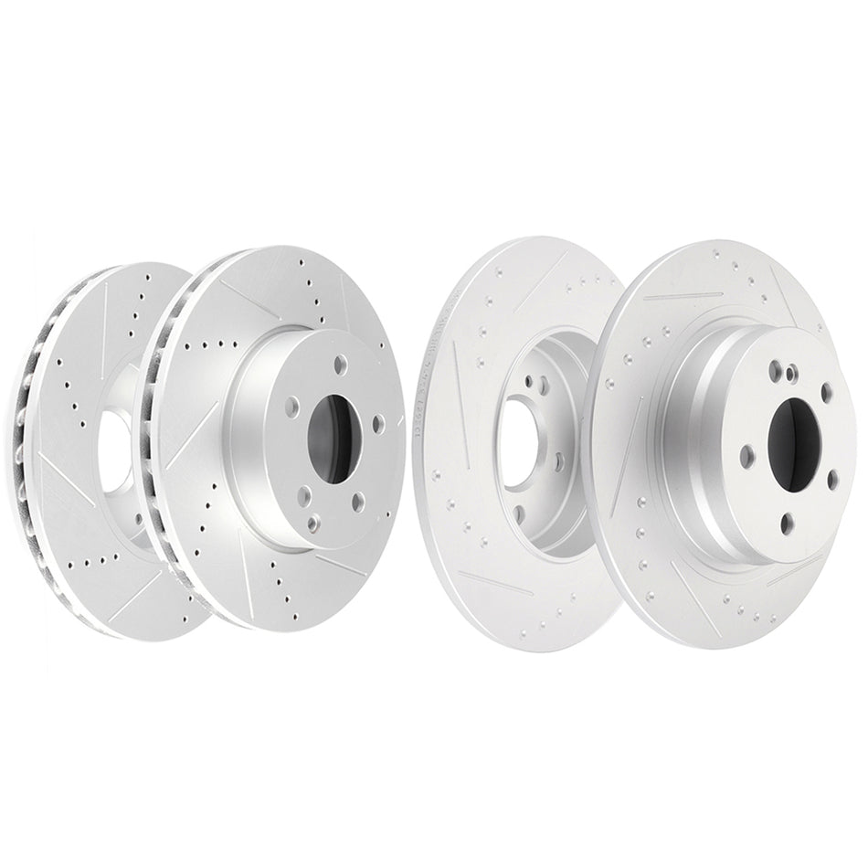 Front and Rear Discs Brake Rotors For Mercedes-Benz C250 2012-2015 Drilled Slot
